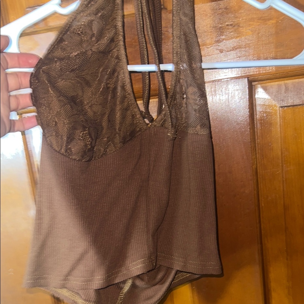 Brown Lace Women's Bodysuit